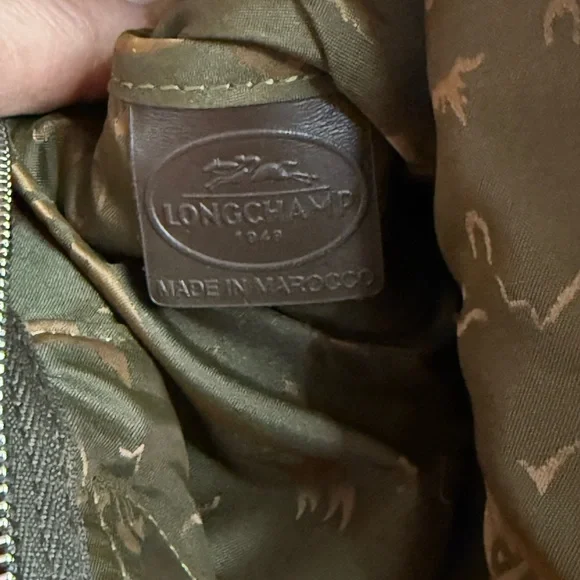 Longchamp Modele Depose Dark Brown Leather tote/shoulder Bag silver hardware - Picture 13 of 16